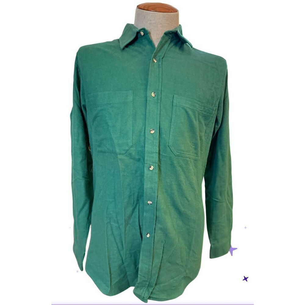Stanley Blacker Men’s Flannel Button Front Shirt Sz. M Green Fall Weekend